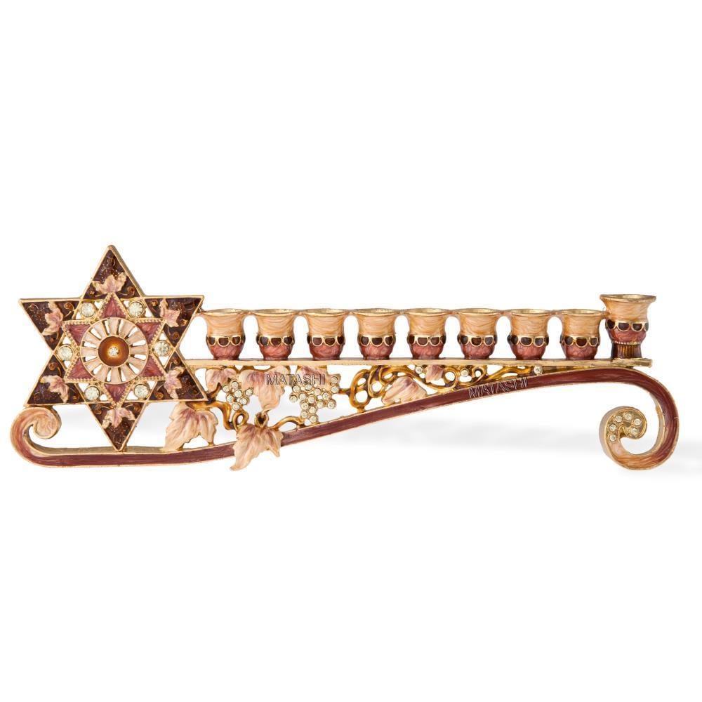 Matashi Mtmnr577 9.25 Inch Long Hand Painted Menorah Candelabra