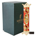 Matashi Mtmz572 4.5 Hand Painted Enamel Mezuzah Embellished With A Royal Red Design With Gold Accents Red And Clear Crystals