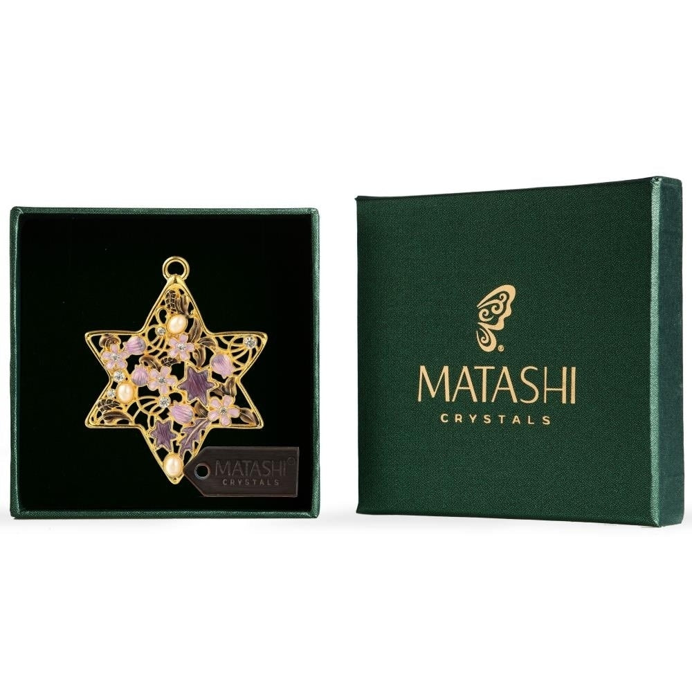 Matashi Traditional Star Of David Hanging Ornament Pewter Classic Wall Decor Beautiful Gold Home Decoration
