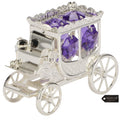 Matashi Silver Plated Princess Carriage Ornament With Purple And Clear Cut Crystals