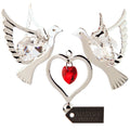 Matashi Silver Plated Red Crystal Studded Love Doves Birds Hanging Ornament With Heart Romantic Gift