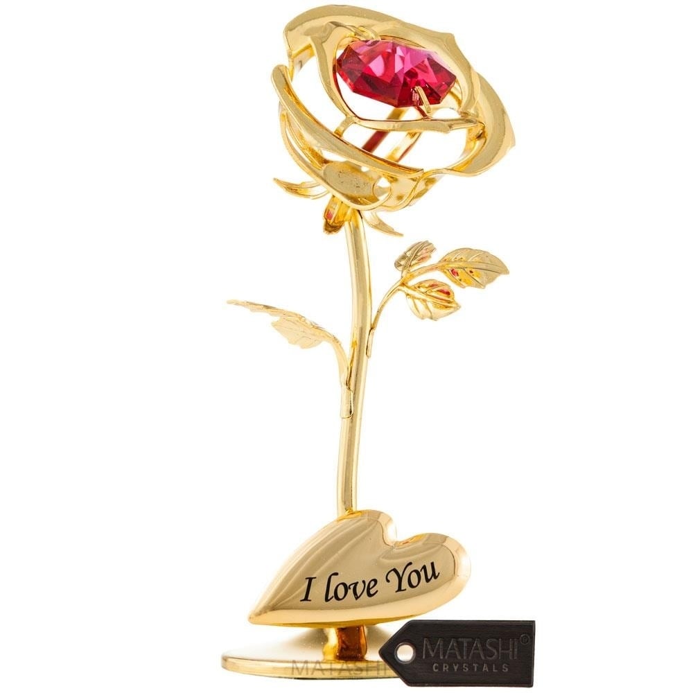 Matashi Single Rose Flower Ornament 3 Color Options Gold Rose Gold Silver