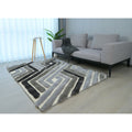 Mateos Collection Geometric Gray Carved Shag Rug