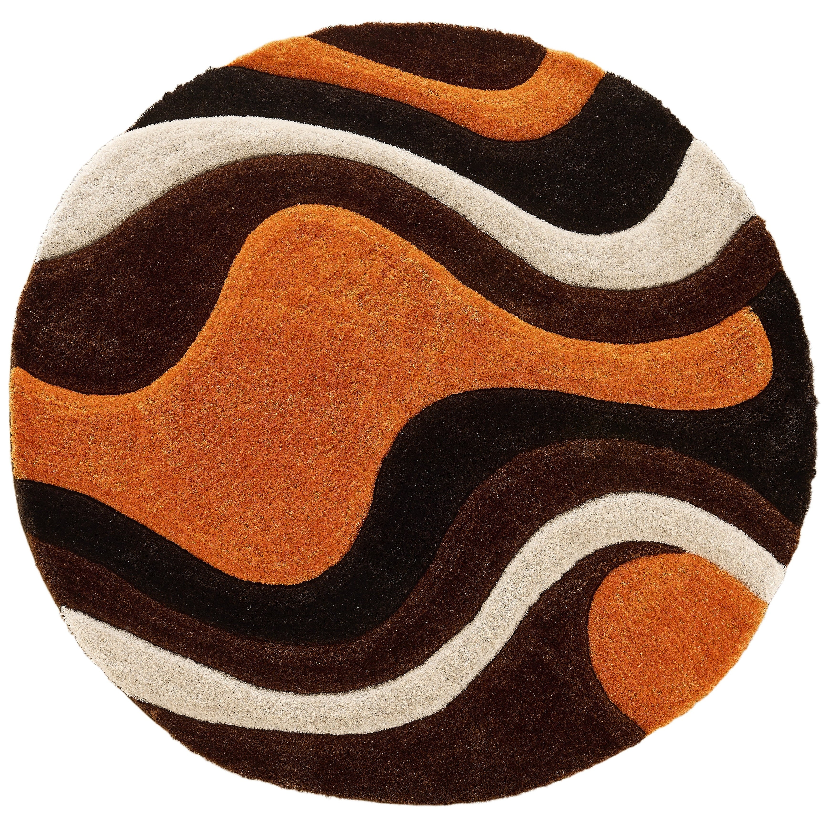 Mateos Collection Geometric Orange Brown Area Rug