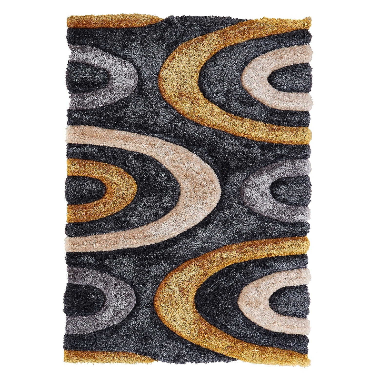 Mateos Shag Collection Black Purple Area Rug