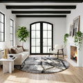 Mateos Shag Collection Grey Black Abstract Area Rug