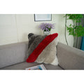 Mateos Shag Collection Red Gray Striped Shag Pillow 20 X 20