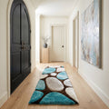 Mateos Shag Collection Blue Brown Stone Area Rug