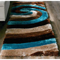 Mateos Shag Collection Brown Blue Swirl Area Rug