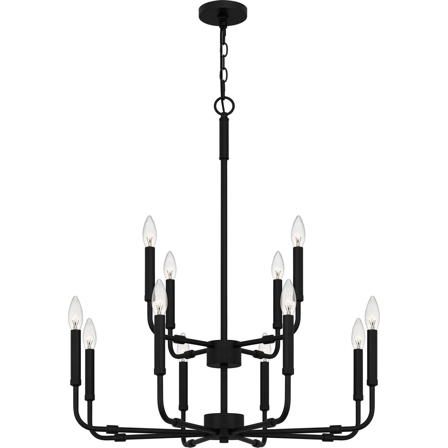 Matte Black 12 Light Chandelier From The Abner Collection