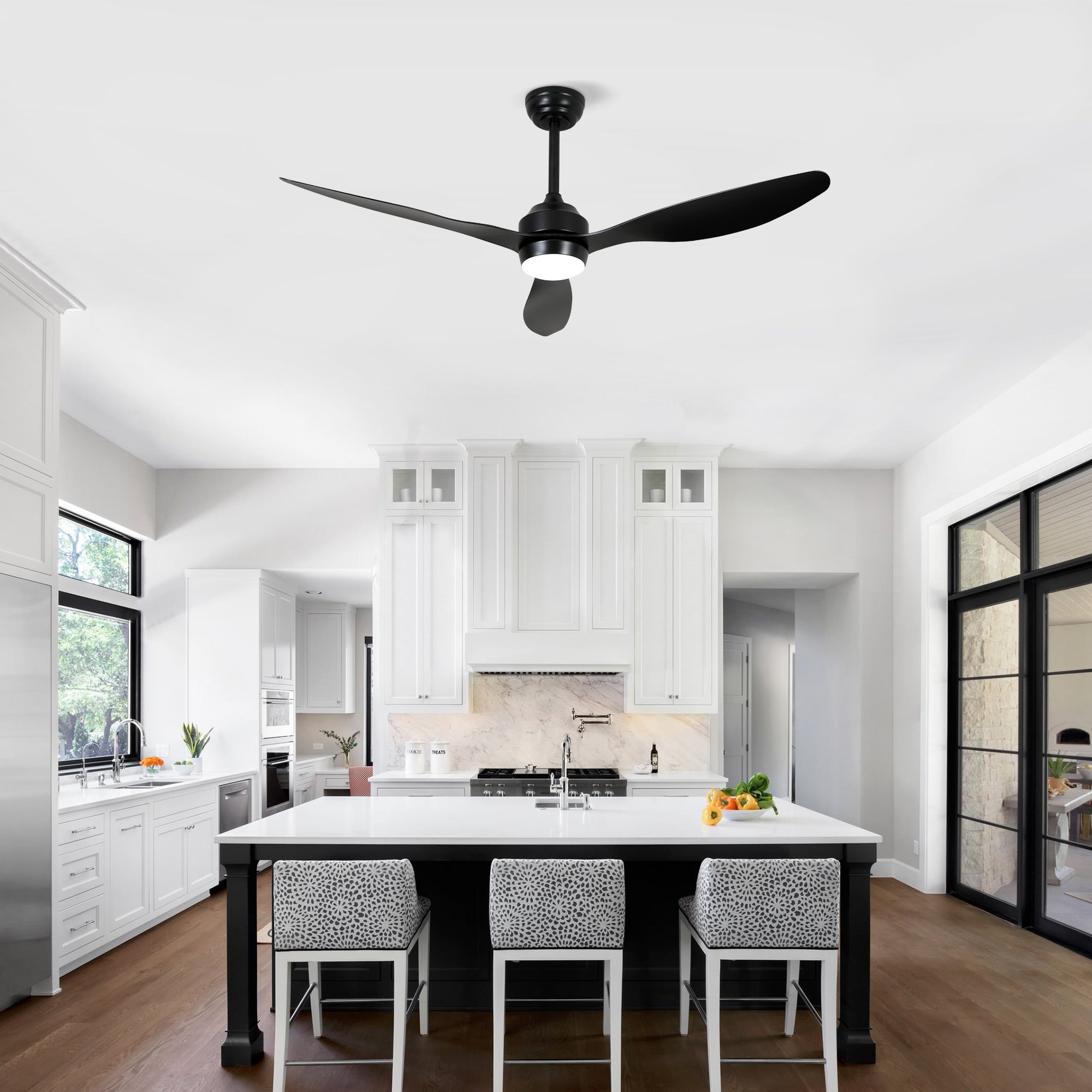 Matte Black 52 Ceiling Fan With Led Lights Reversible Motor