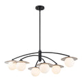 Matte Black Branch Chandelier Opal Glass Globes Modern Minimalist Dia.36.61 In