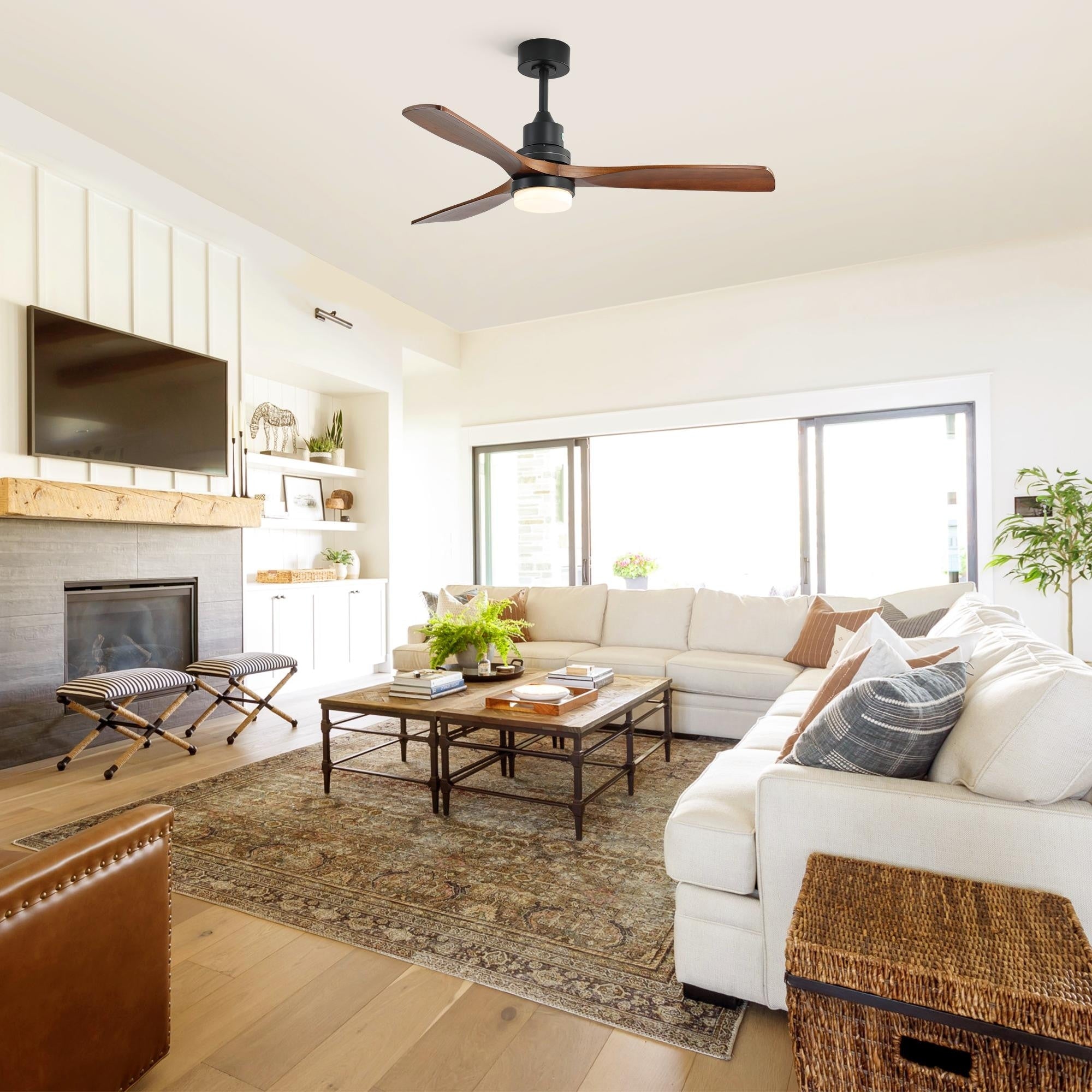 Matte Black Ceiling Fan With Dimmable Led Lights For Bedroom