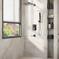 Matte Black Concealed Shower System With 9.7 Rainfall Shower Head Handheld Shower Tub Spout