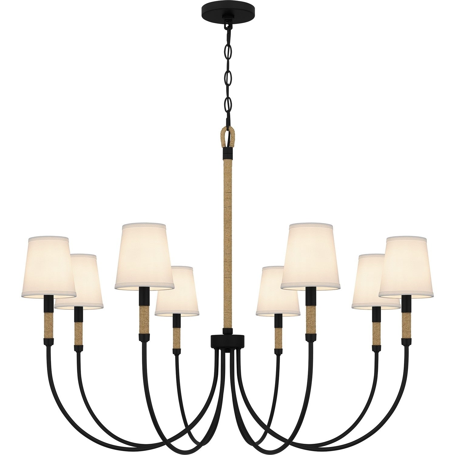 Matte Black Eight Light Chandelier From The Bayside Collection