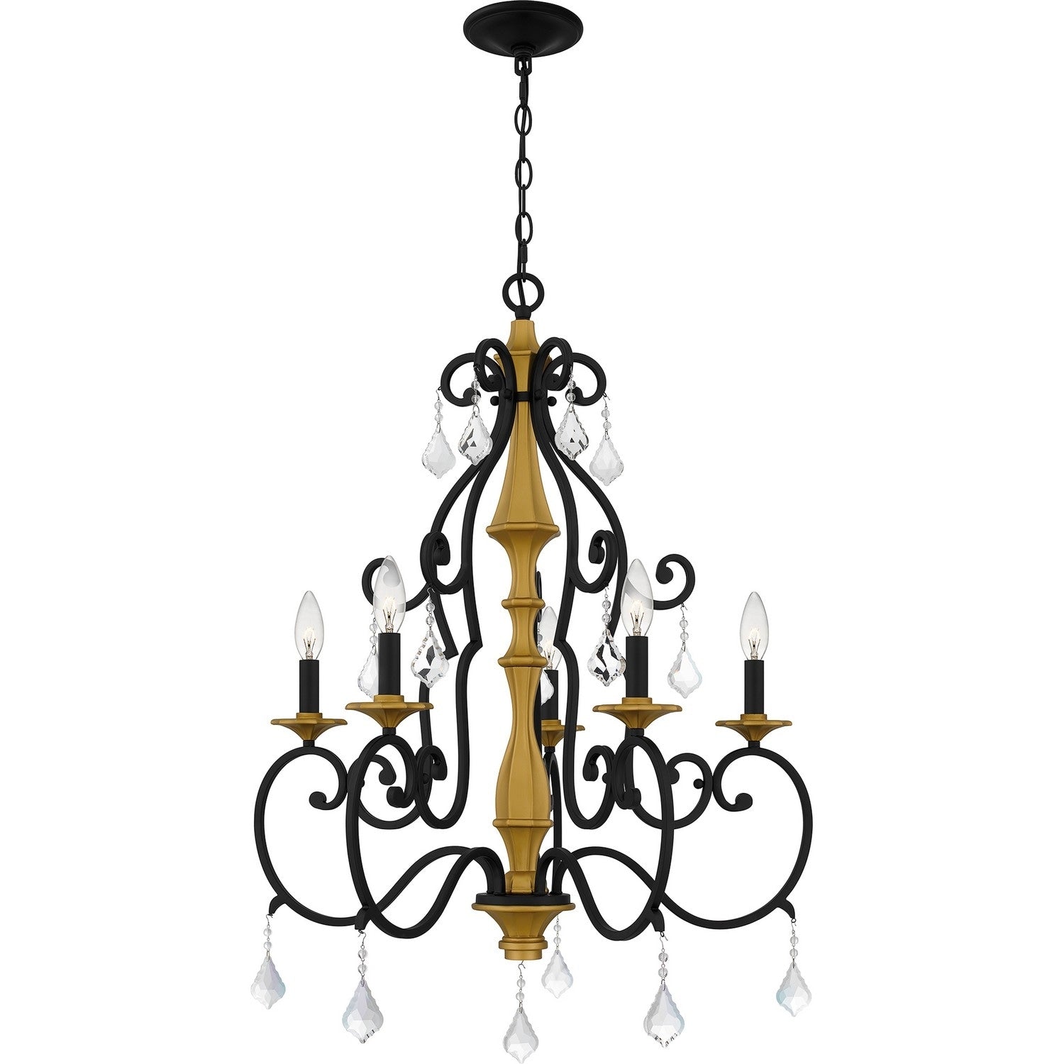 Matte Black Five Light Chandelier From The Althea Collection