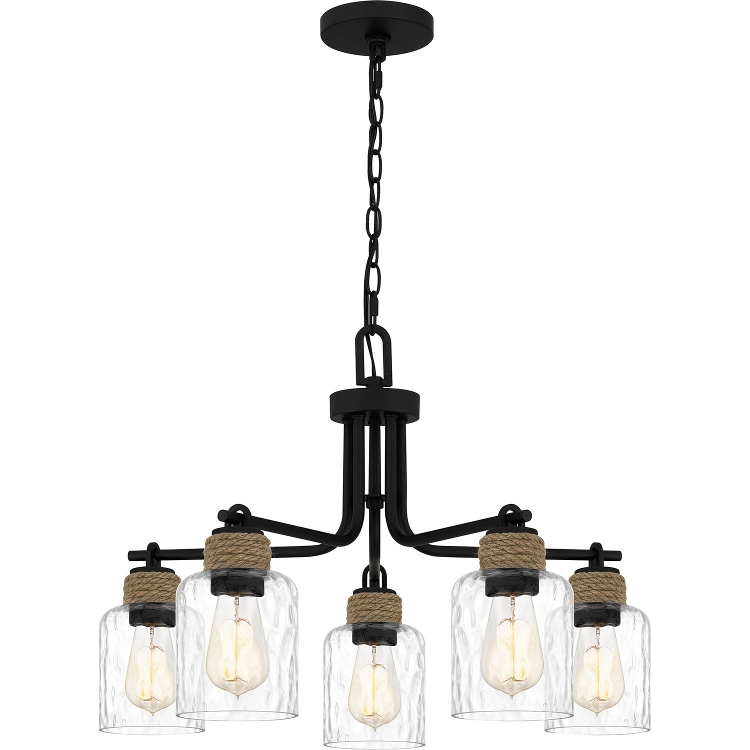 Matte Black Five Light Chandelier From The Baltic Collection
