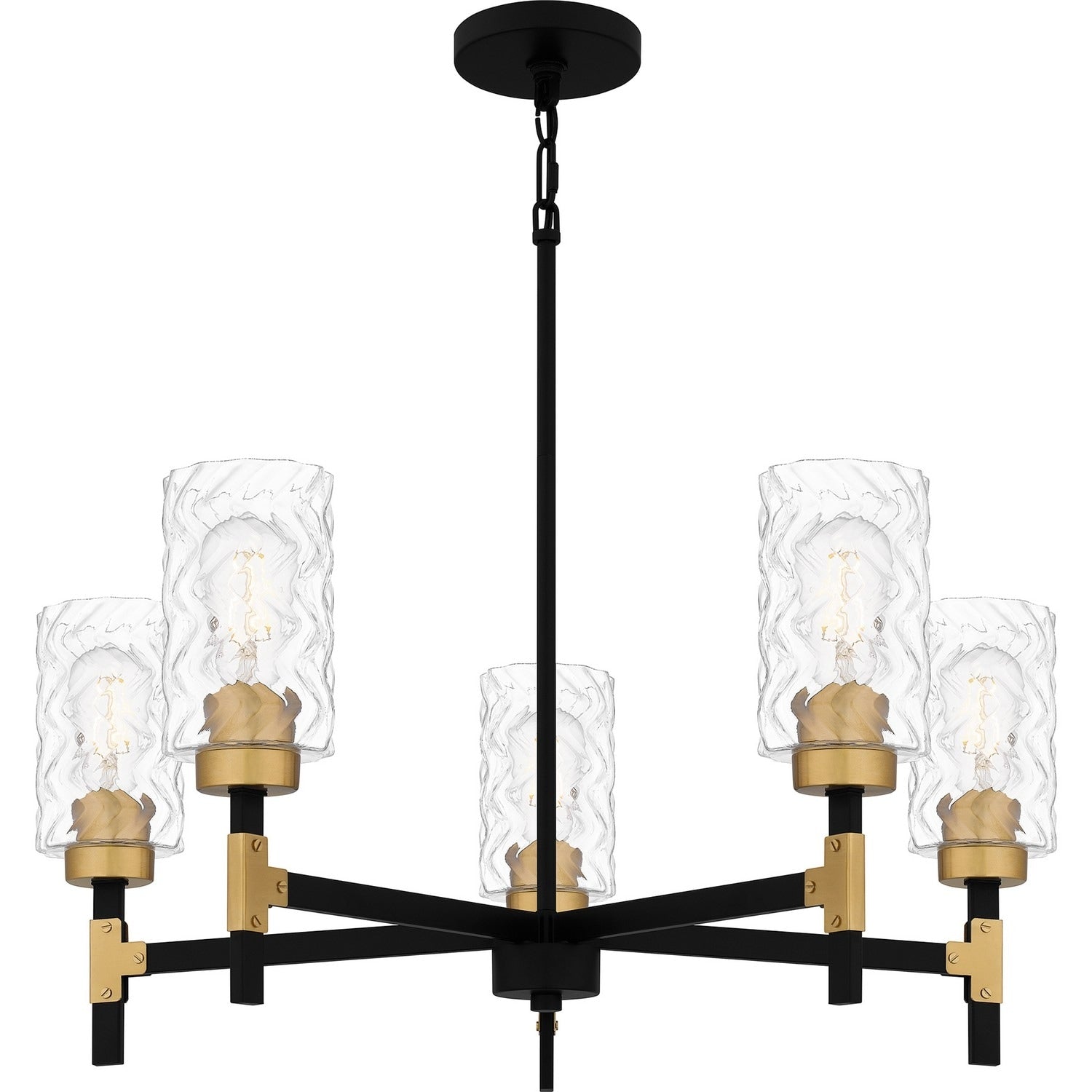 Matte Black Five Light Chandelier From The Carly Collection
