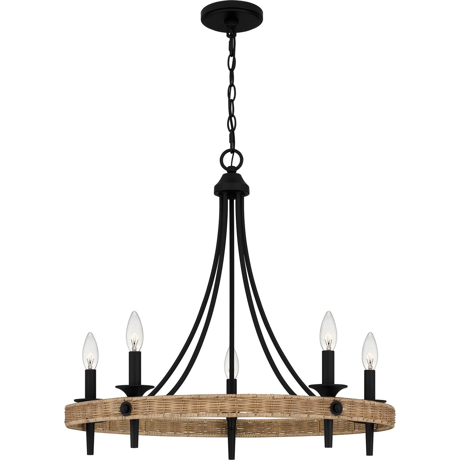 Matte Black Five Light Chandelier From The Catania Collection