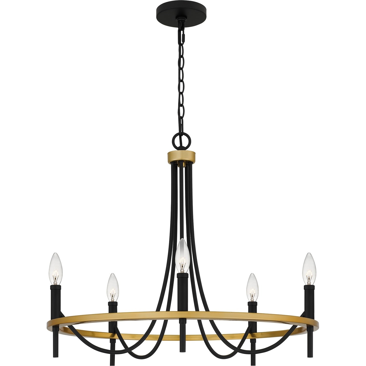 Matte Black Five Light Chandelier From The Legare Collection