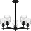 Matte Black Five Light Chandelier From The Lucy Collection