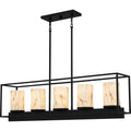 Matte Black Five Light Linear Chandelier From The Bentley Collection