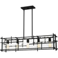 Matte Black Five Light Linear Chandelier From The Daphne Collection
