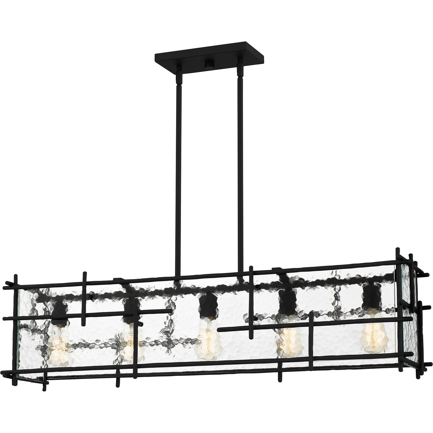 Matte Black Five Light Linear Chandelier From The Daphne Collection