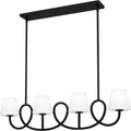 Matte Black Four Light Linear Chandelier From The Atkins Collection