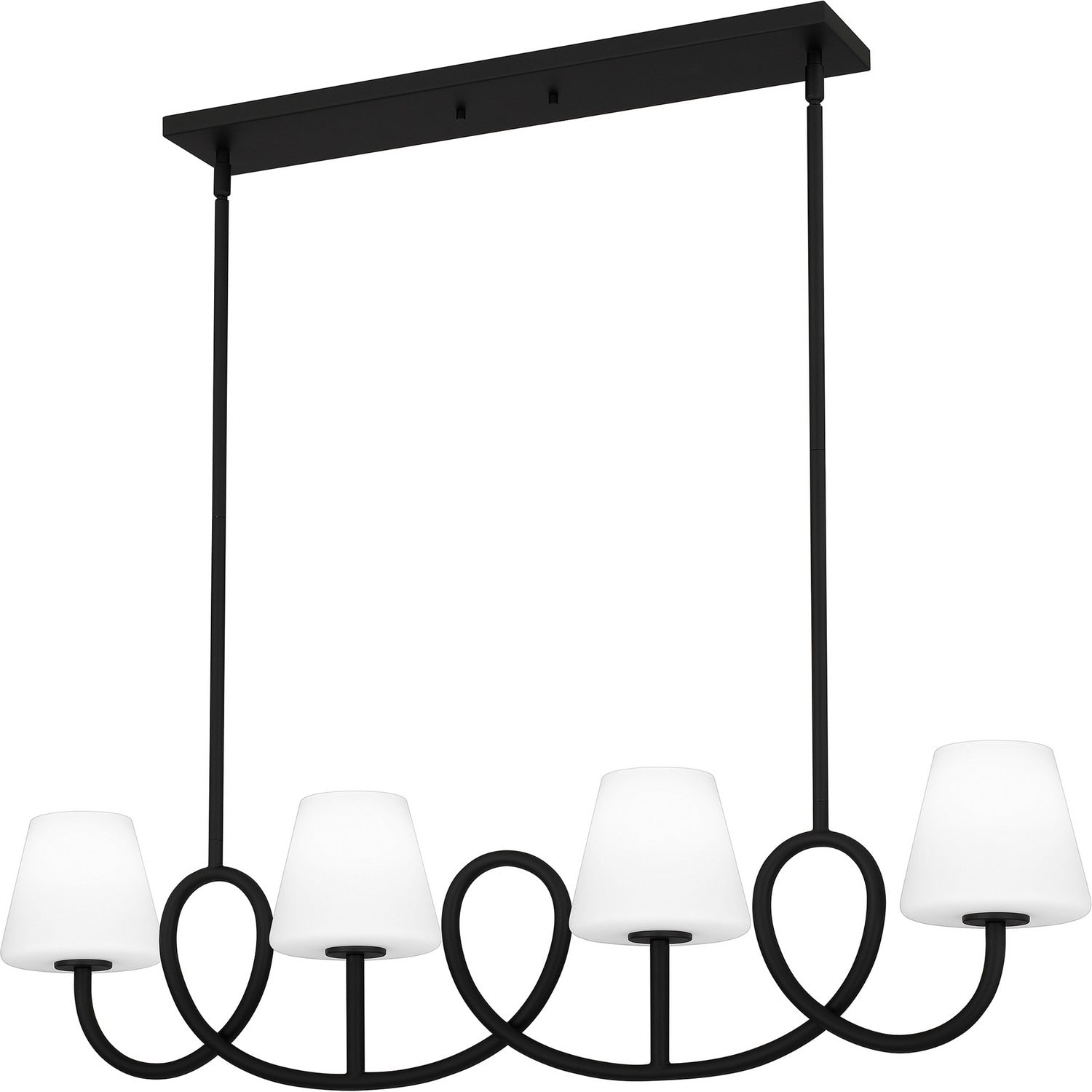 Matte Black Four Light Linear Chandelier From The Atkins Collection