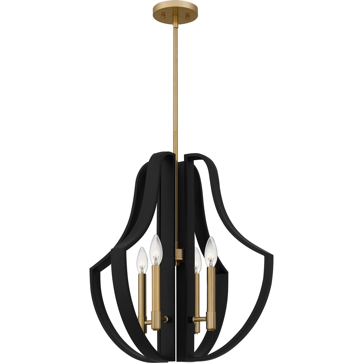 Matte Black Four Light Pendant From The Quoizel Pendant Collection