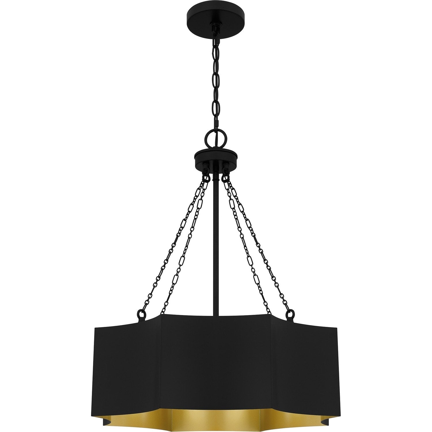 Matte Black Four Light Pendant From The Quoizel Pendant Collection