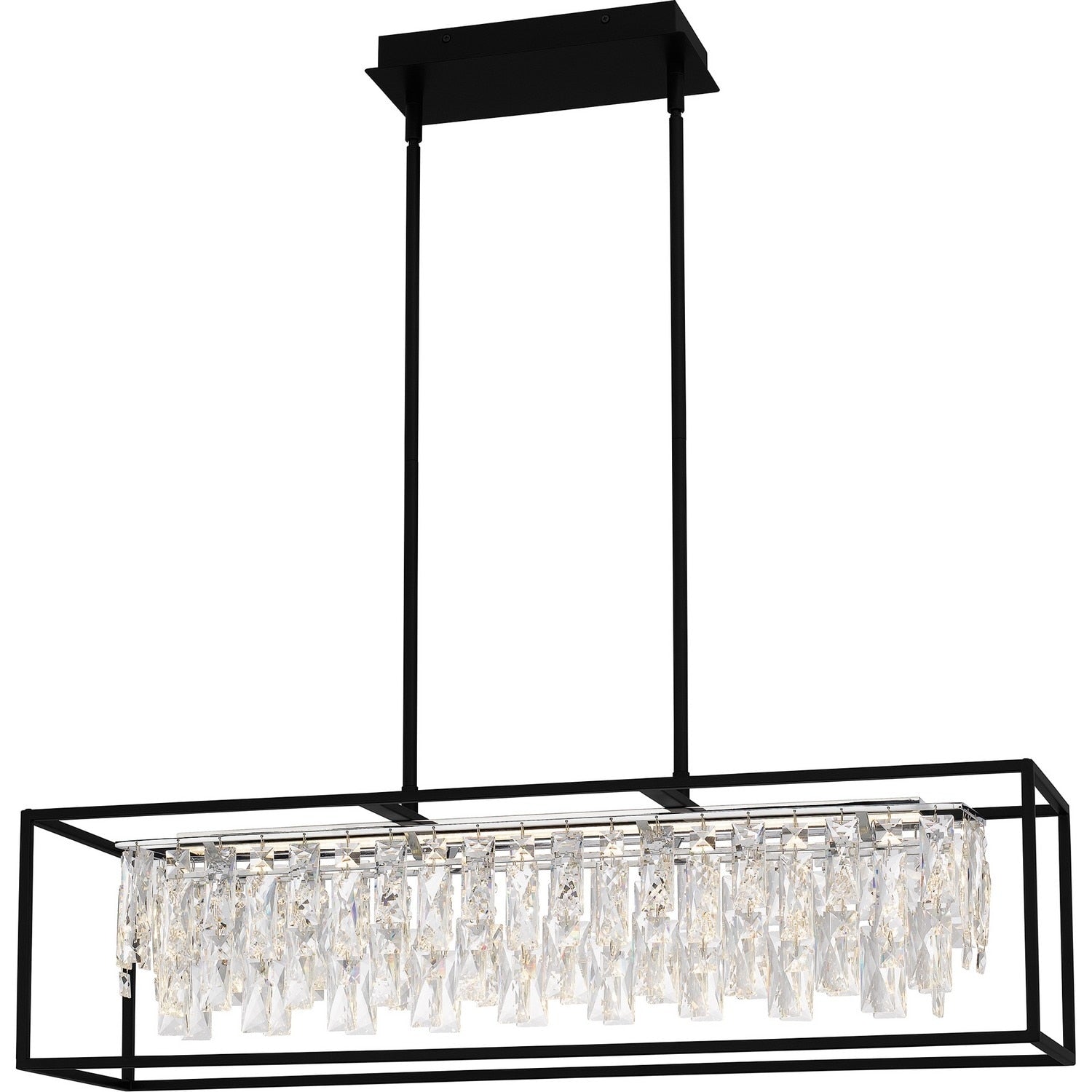 Matte Black Led Linear Chandelier From The Brillance Collection
