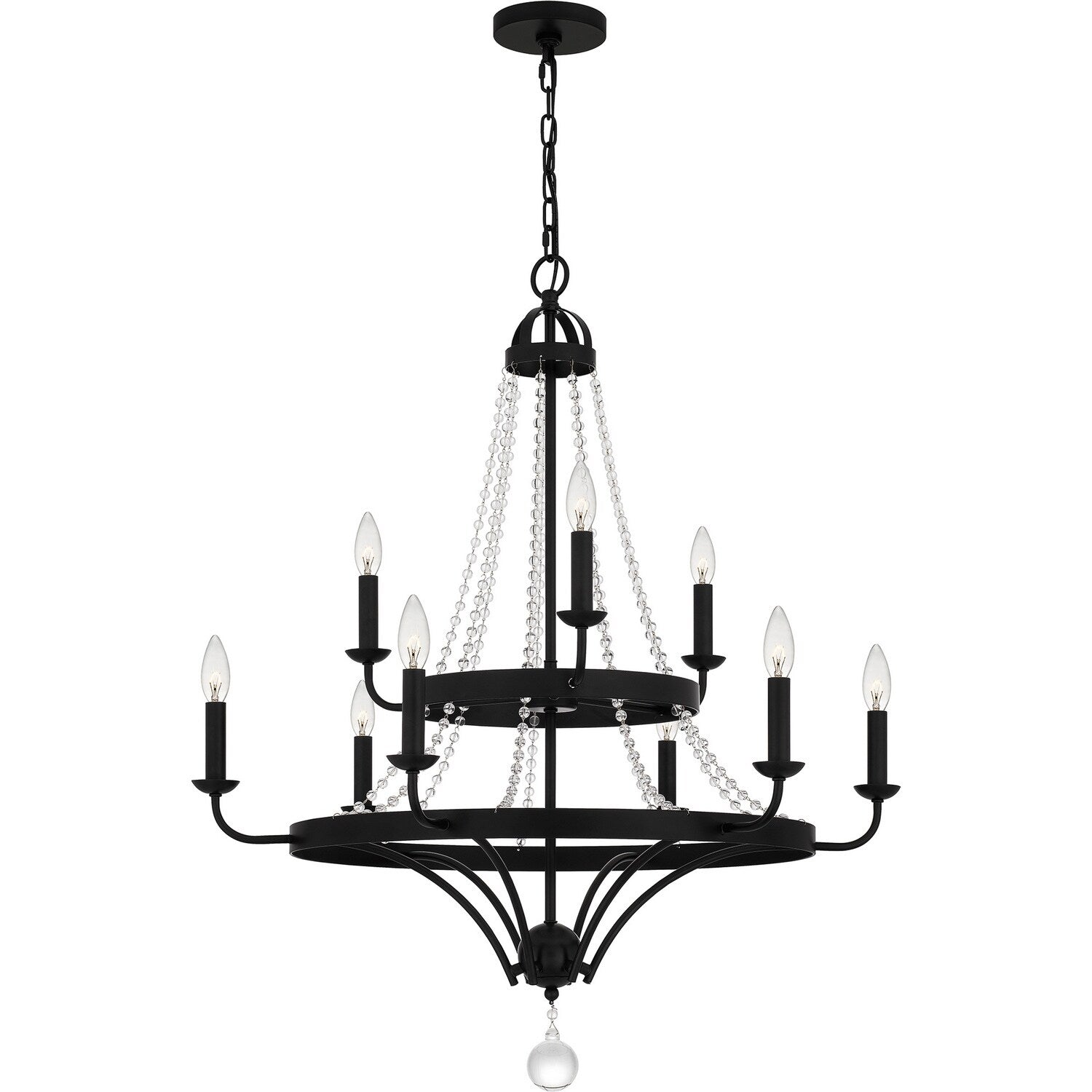 Matte Black Nine Light Chandelier From The Adelaide Collection