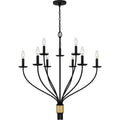 Matte Black Nine Light Chandelier From The Margaret Collection