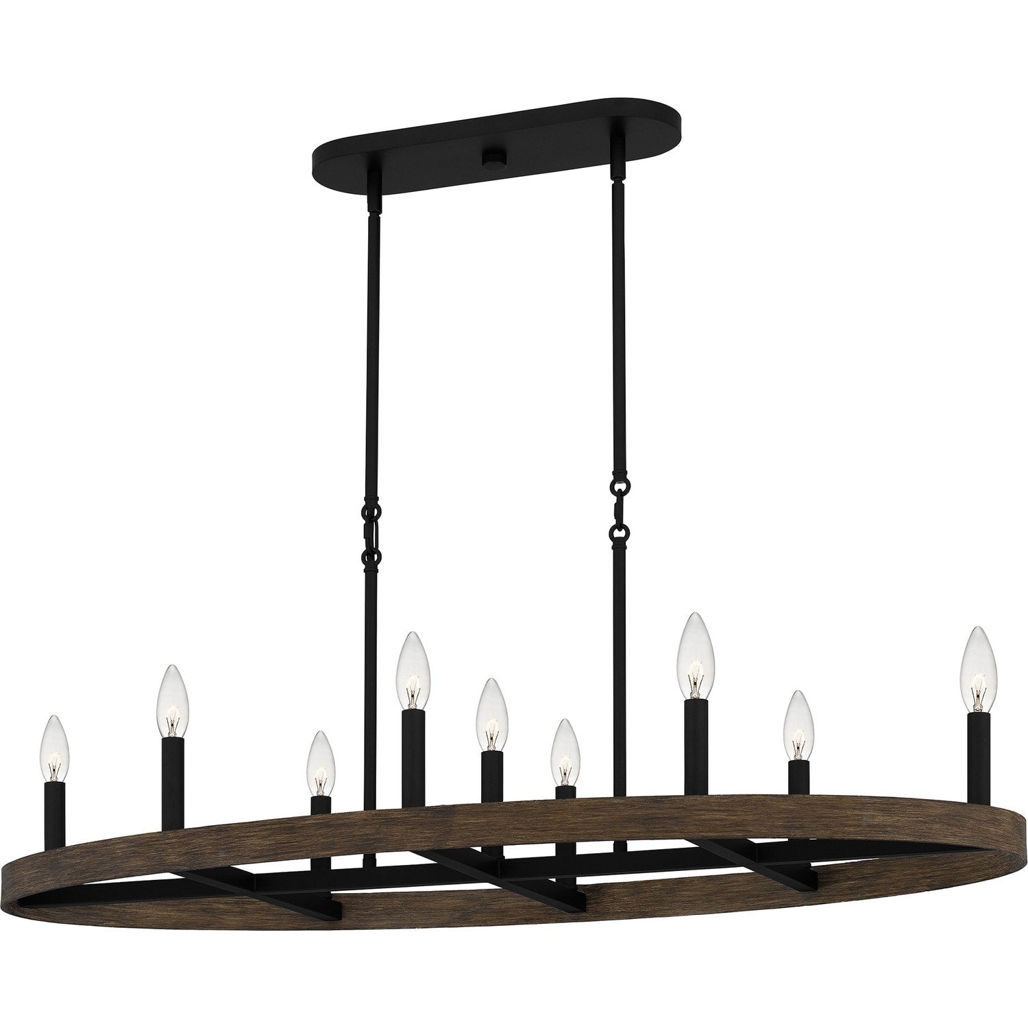 Matte Black Nine Light Linear Chandelier From The Hendrix Collection