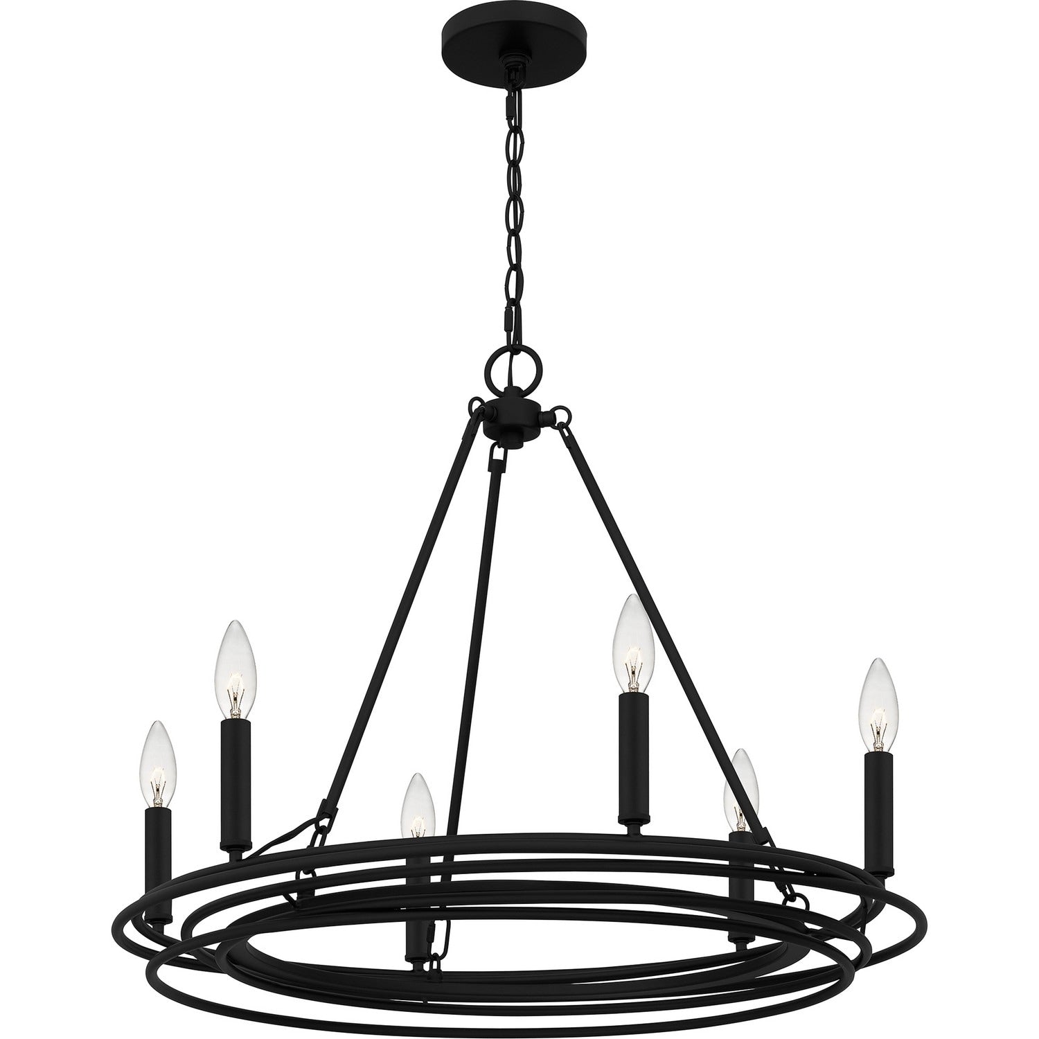 Matte Black Six Light Chandelier From The Calliope Collection