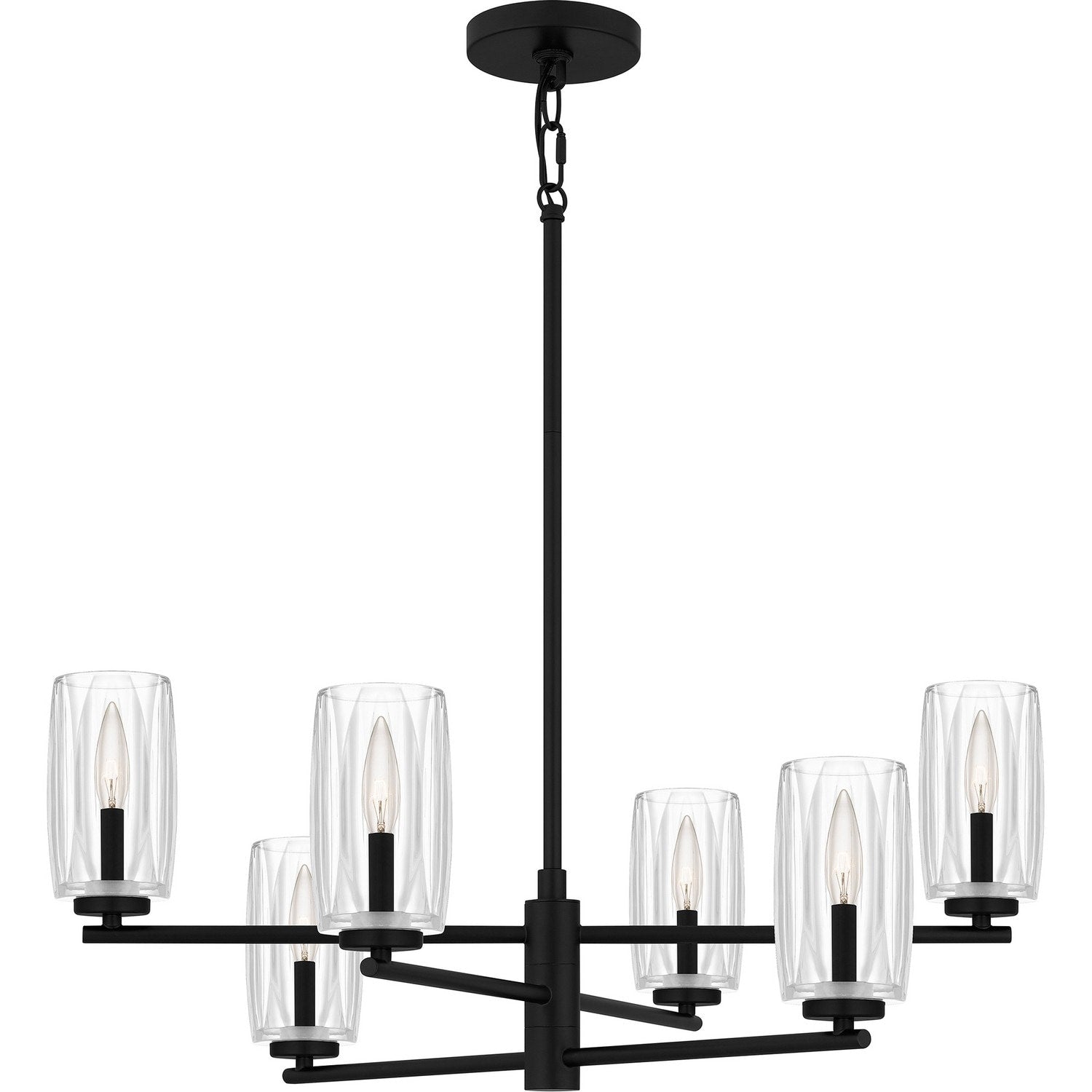 Matte Black Six Light Chandelier From The Cunningham Collection