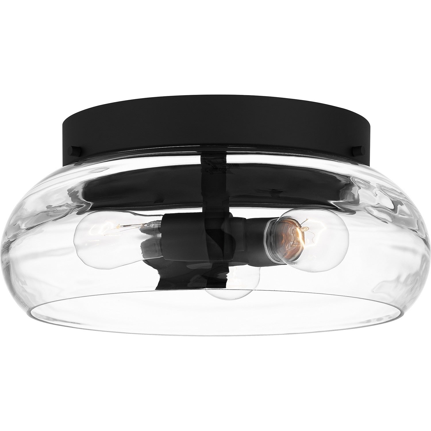 Matte Black Three Light Flush Mount From The Lucy Collection