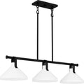 Matte Black Three Light Linear Chandelier From The Brink Collection