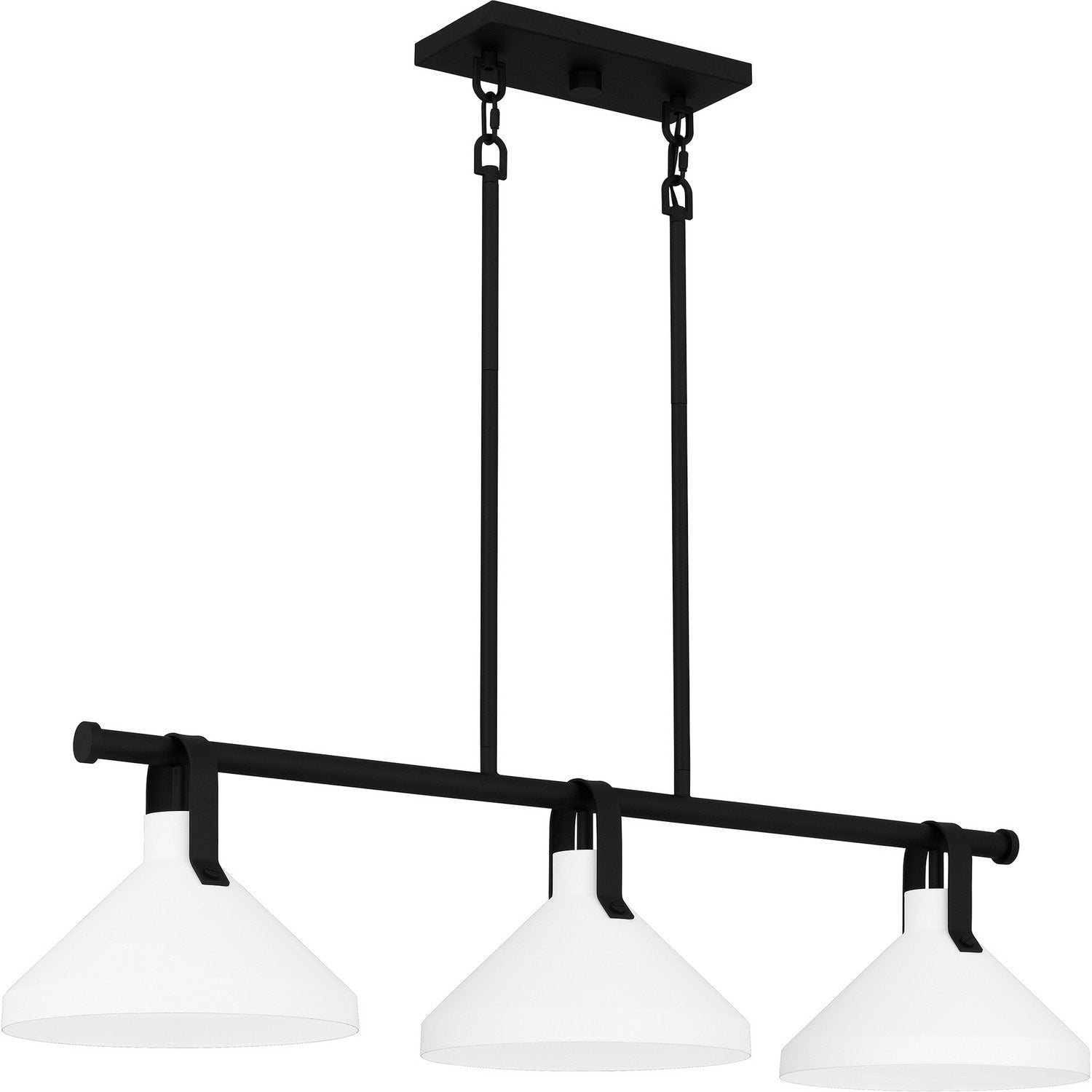 Matte Black Three Light Linear Chandelier From The Brink Collection