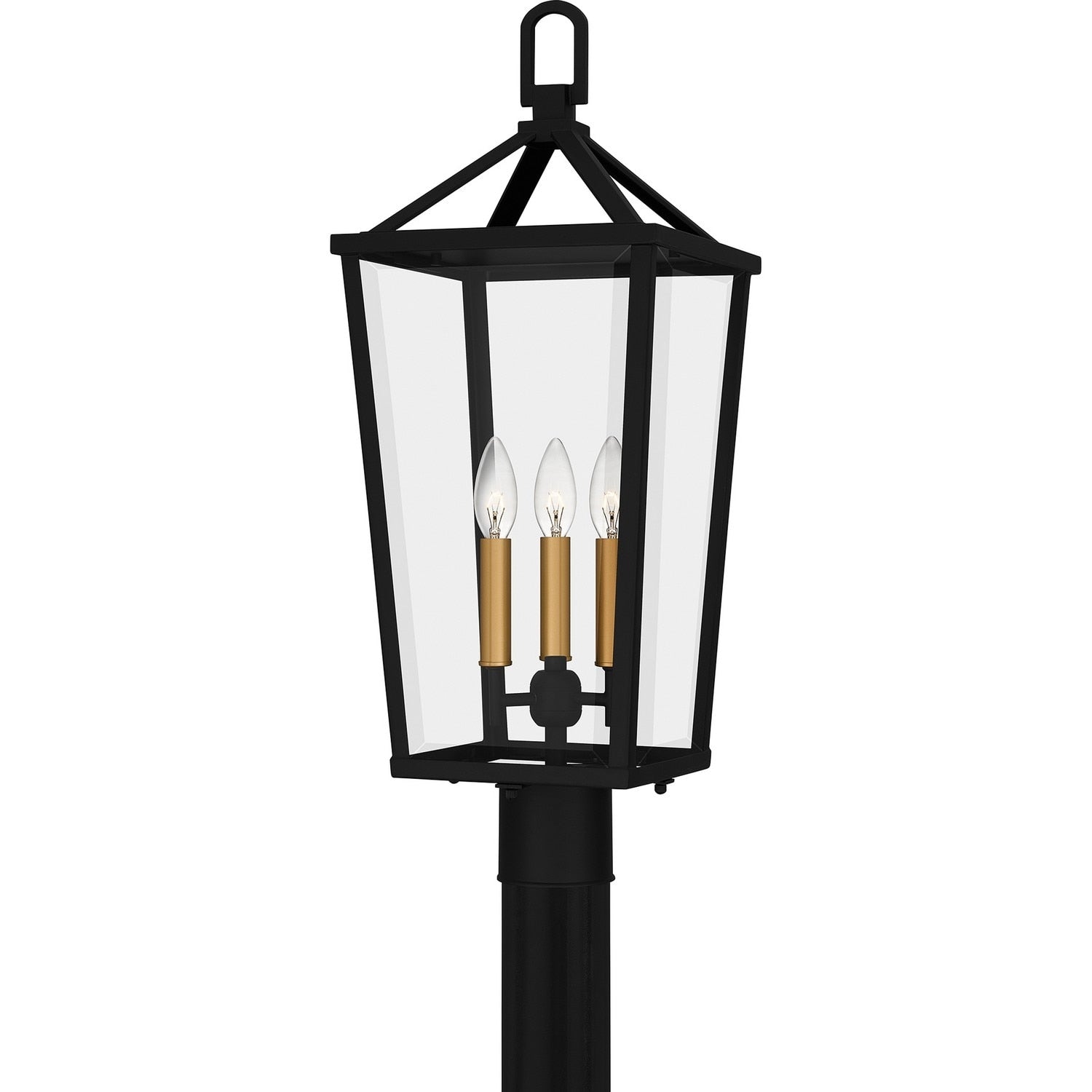Matte Black Three Light Outdoor Post Mount From The Hull Collection