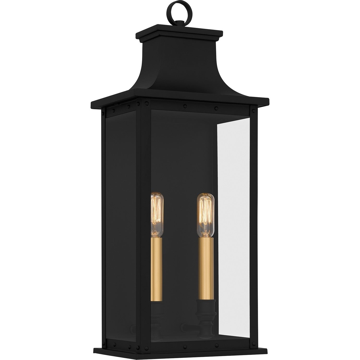 Matte Black Two Light Outdoor Wall Mount From The Abernathy Collection
