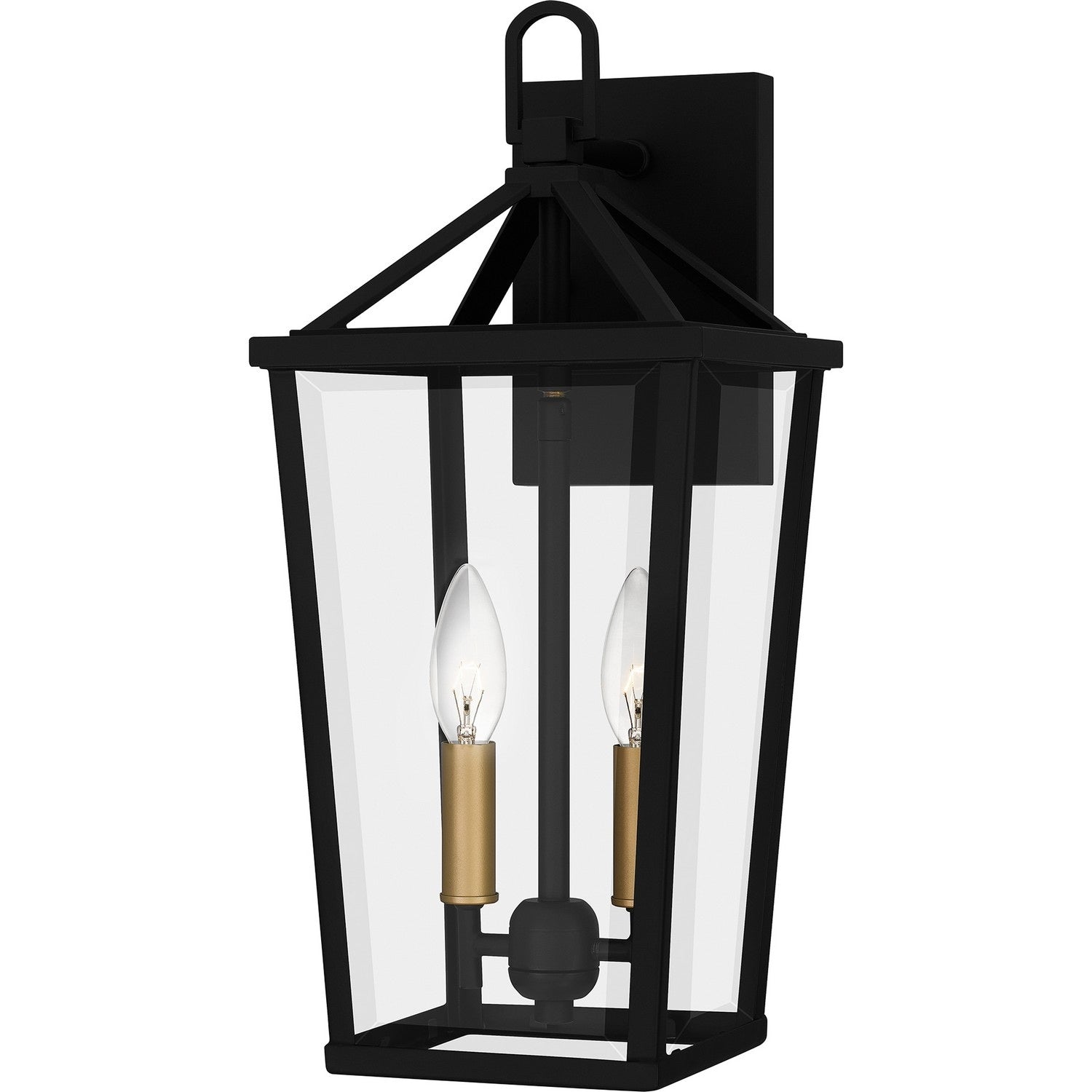 Matte Black Two Light Outdoor Wall Mount From The Hull Collection