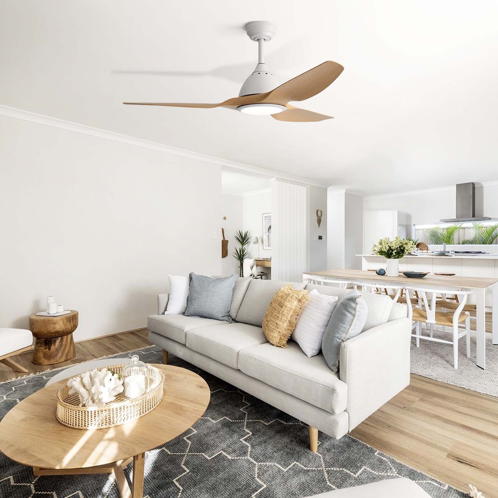 Matte White Ceiling Fan With Dimmable Led Lights Reversible Motor