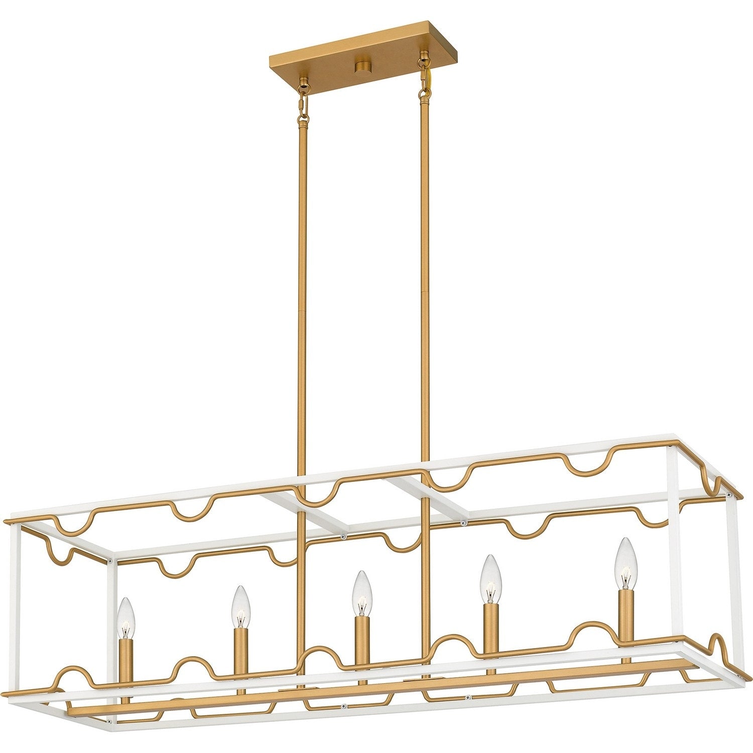 Matte White Four Light Linear Chandelier From The Brinkman Collection