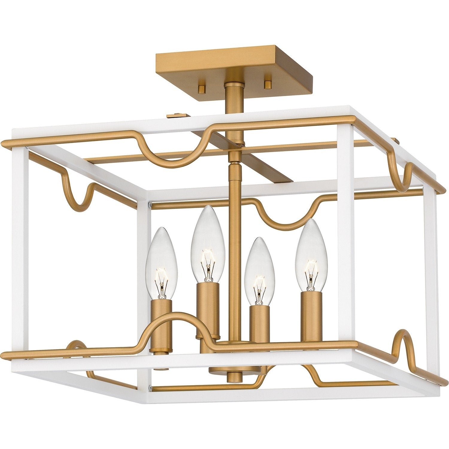 Matte White Four Light Semi Flush Mount From The Brinkman Collection