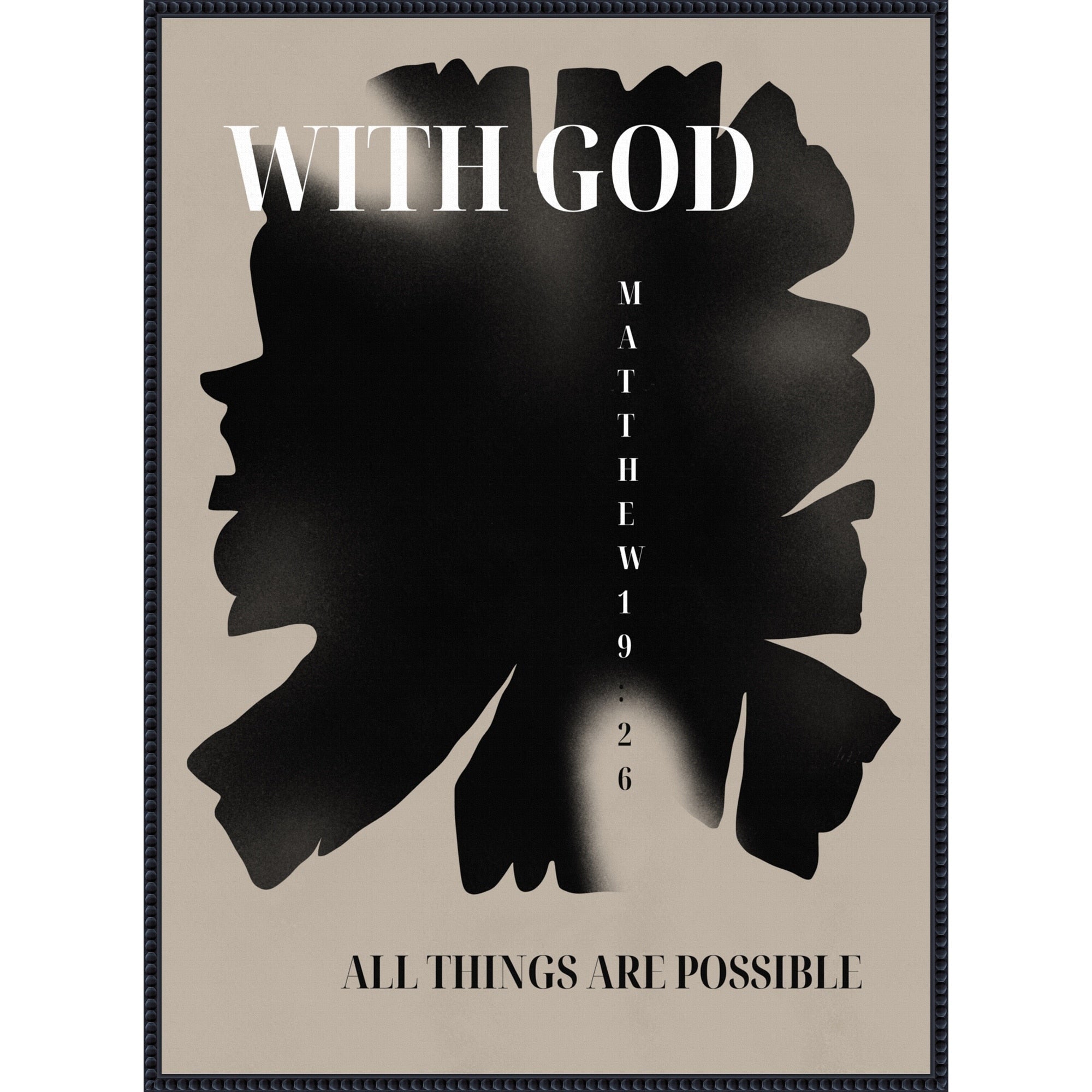 Matthew 19 26 Scripture By Little Dean Framed Canvas Wall Art Print