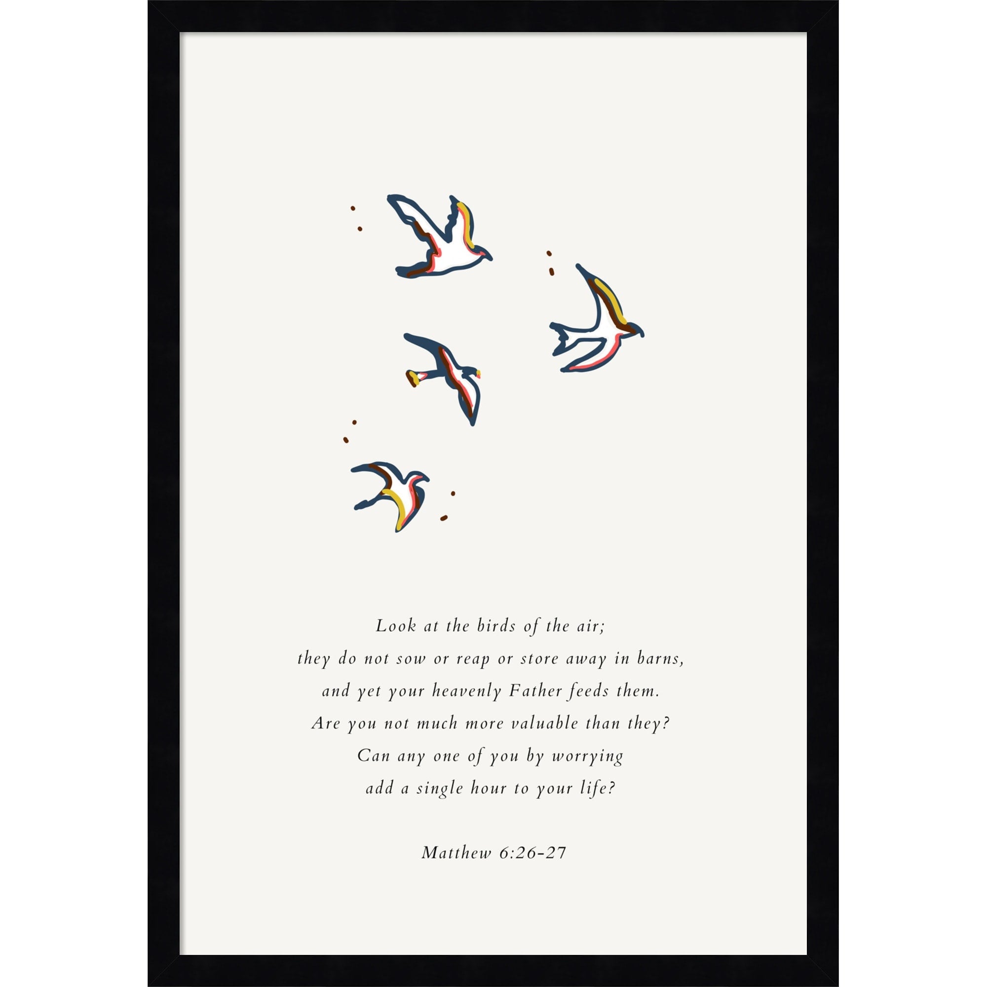 Matthew 6 26 27 Scripture By Art Of Living Framed Mounted Canvas Wall Art Print