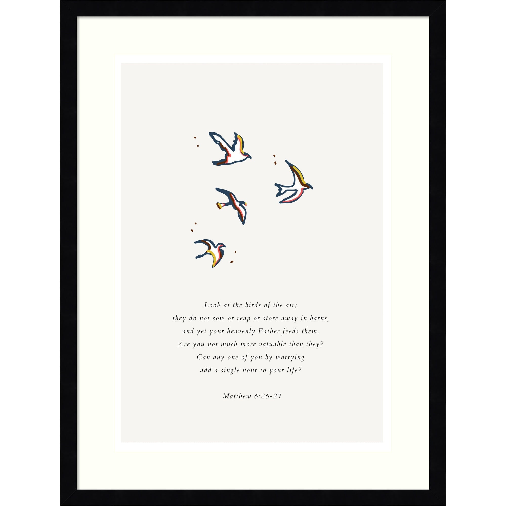 Matthew 6 26 27 Scripture By Art Of Living Wood Framed Wall Art Print